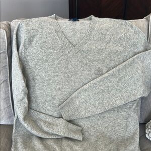 Faconnable Gray V-Neck Sweater Classic Knit